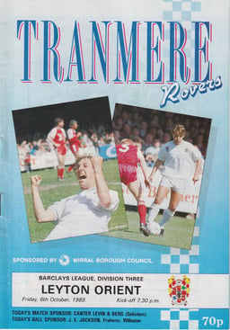 Tranmere Rovers v Leyton Orient Match Programme 1989-10-06